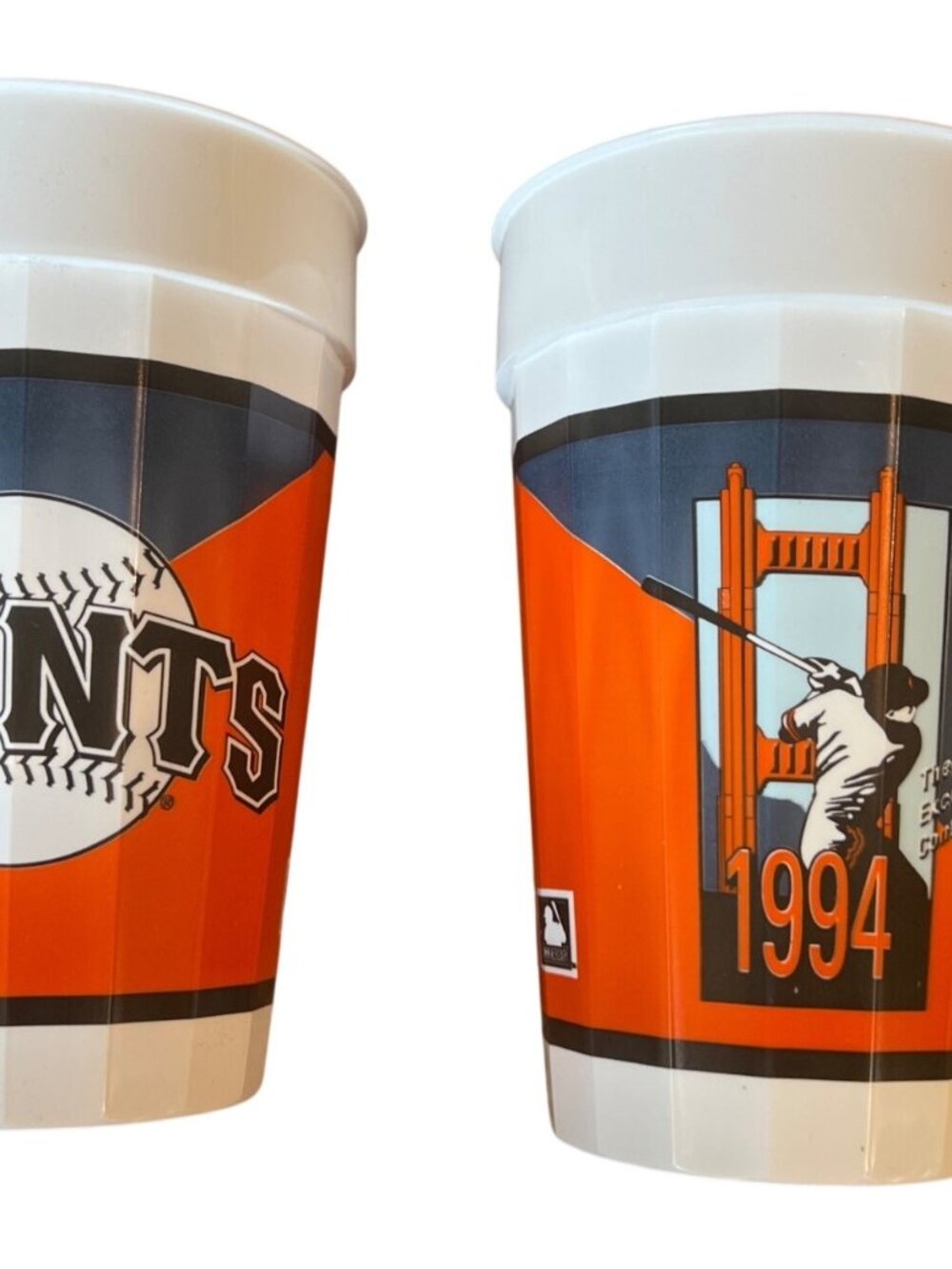 Baseball SF Giants 1994 Excitement Continues 2 plastic 5.5" cups Vintage